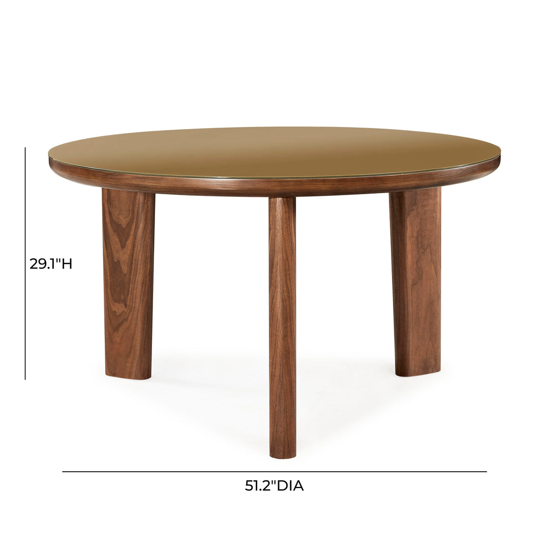Oani 51" Walnut and Glass Round Dining Table