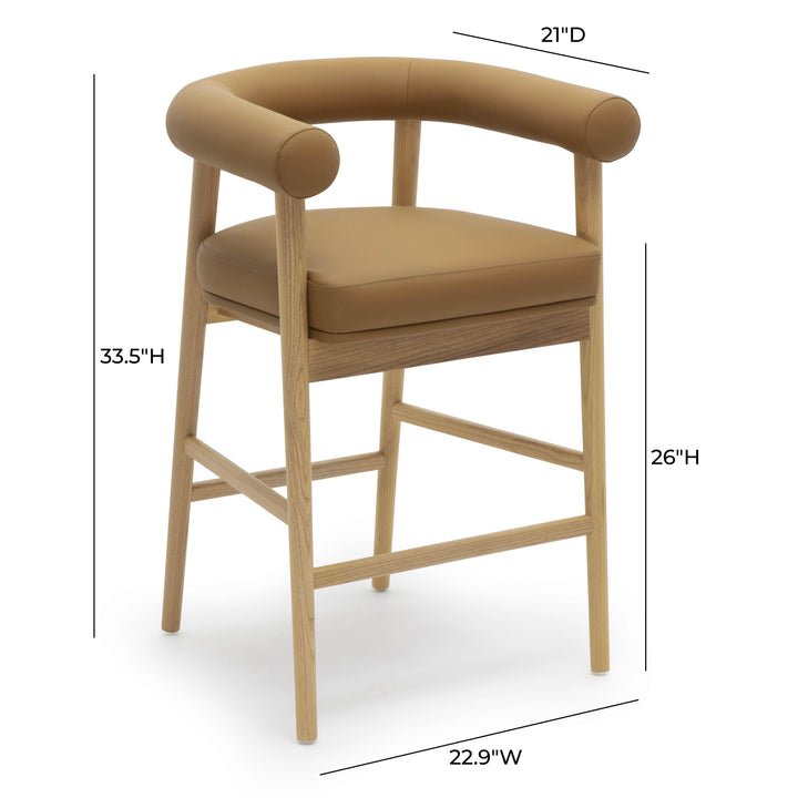 Spara Cognac Performance Vegan Leather Counter Stool