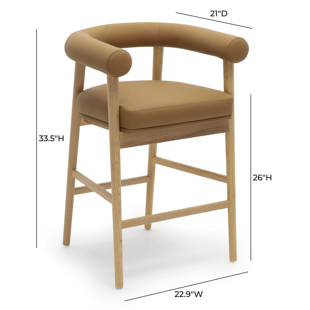 Spara Cognac Performance Vegan Leather Counter Stool