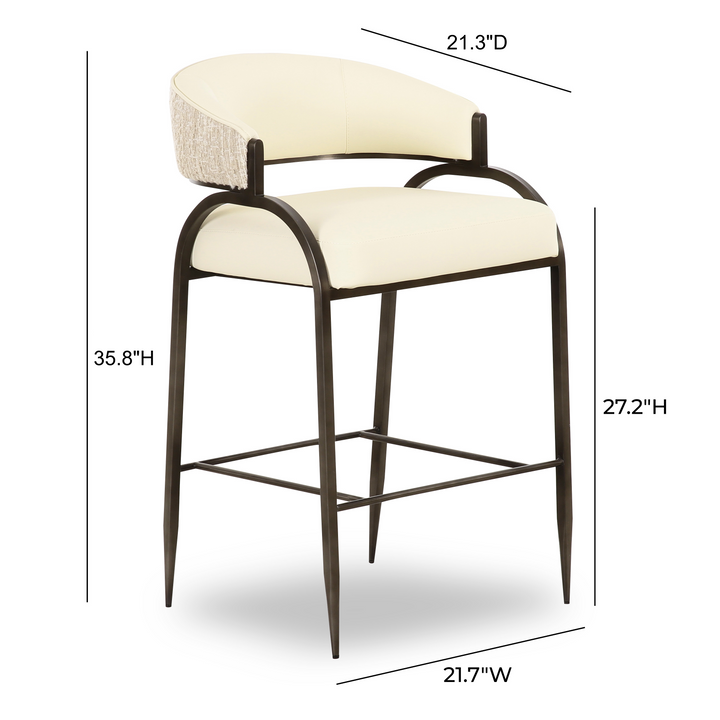 Tatum Cream 2-Tone Performance Vegan Leather Counter Stool
