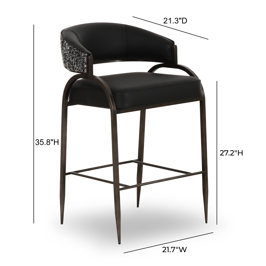 Tatum Black 2-Tone Performance Vegan Leather Counter Stool