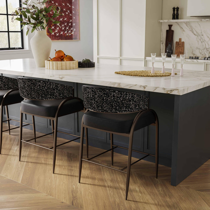 Tatum Black 2-Tone Performance Vegan Leather Counter Stool