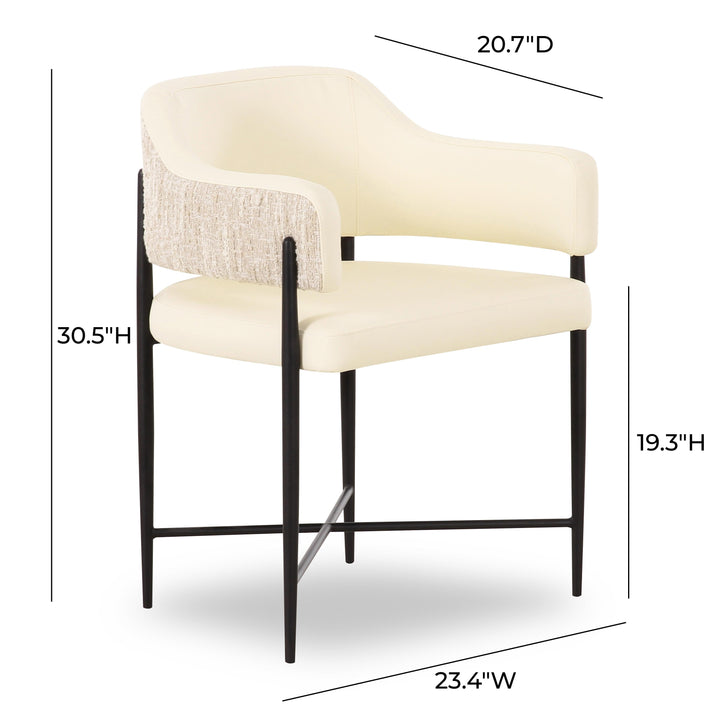 Sezanne Cream 2-Tone Performance Vegan Leather Dining Chair