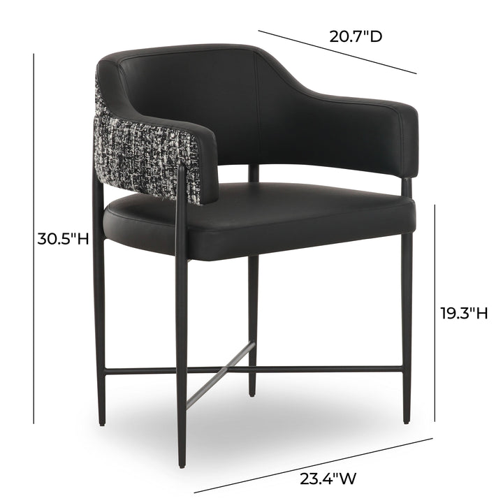Sezanne Black 2-Tone Performance Vegan Leather Dining Chair