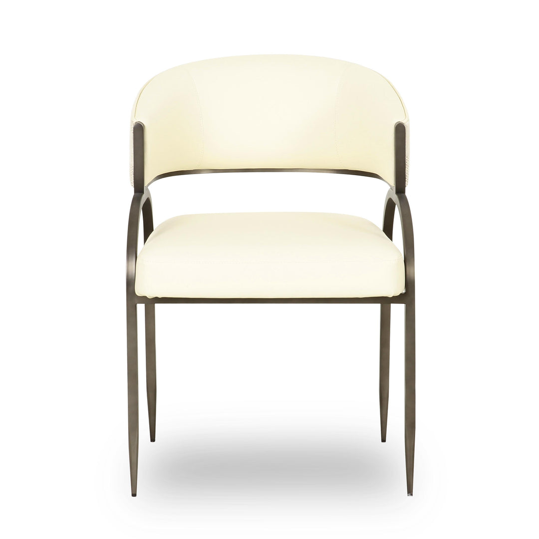 Tatum Cream 2-Tone Performance Vegan Leather and Jacquard Dining Chair