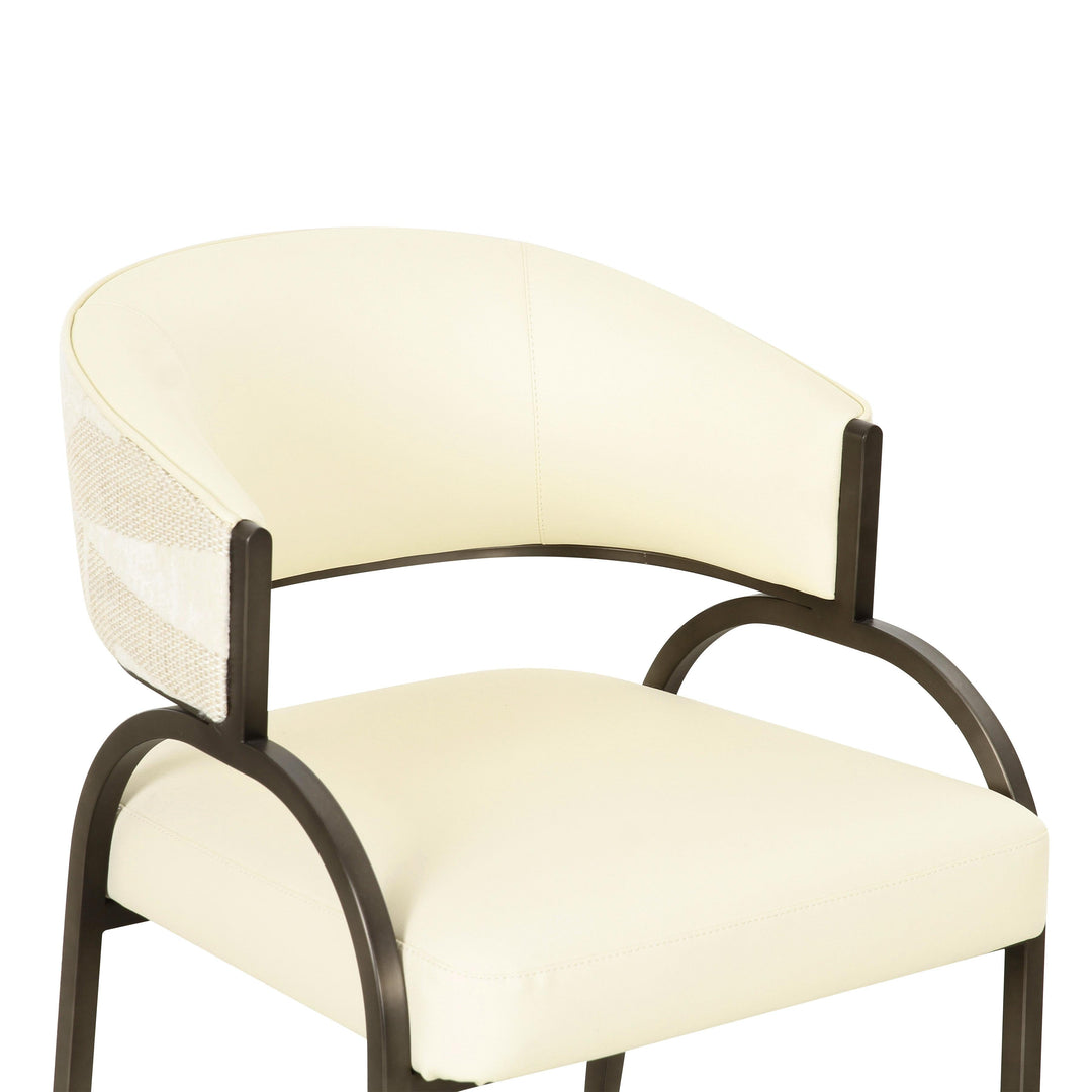 Tatum Cream 2-Tone Performance Vegan Leather and Jacquard Dining Chair