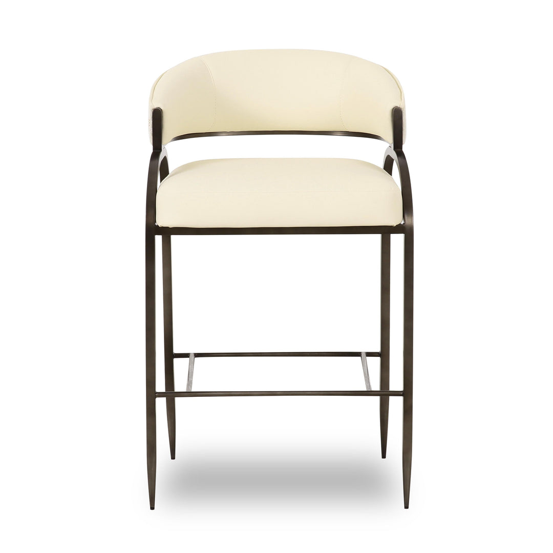 Tatum Cream 2-Tone Performance Vegan Leather and Jacquard Counter Stool