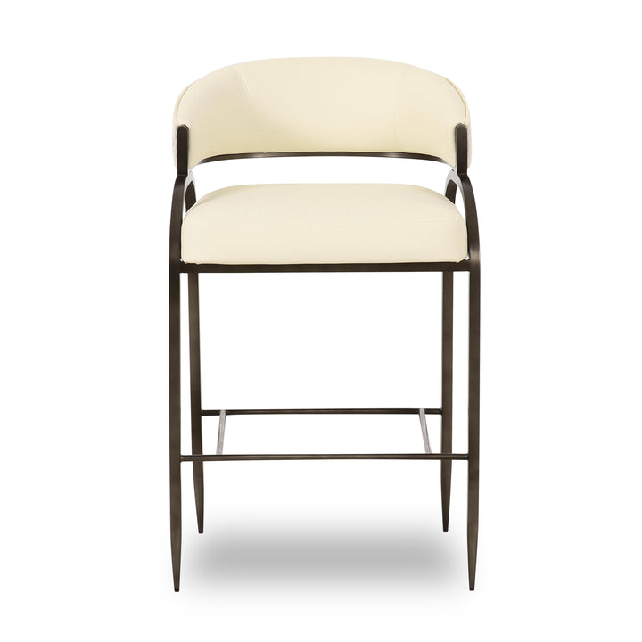 Tatum Cream 2-Tone Performance Vegan Leather and Jacquard Counter Stool