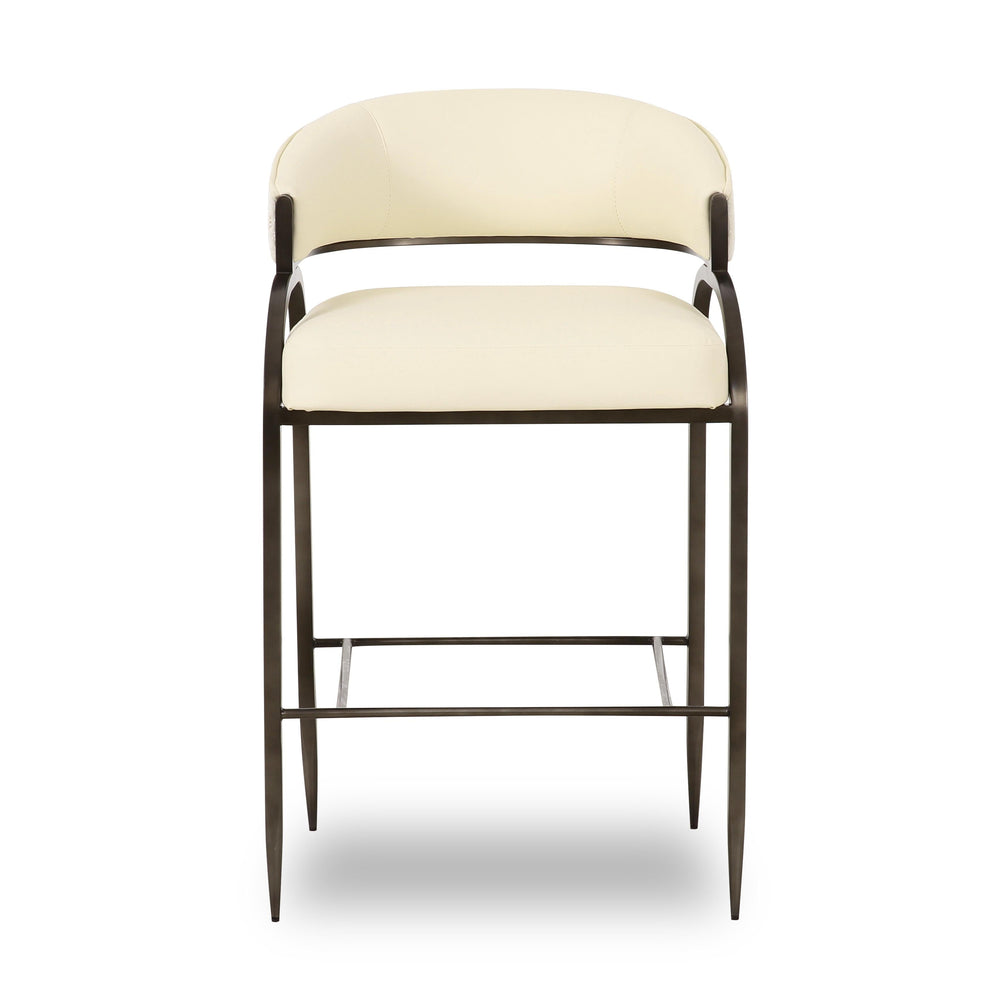 Tatum Cream 2-Tone Performance Vegan Leather and Jacquard Counter Stool
