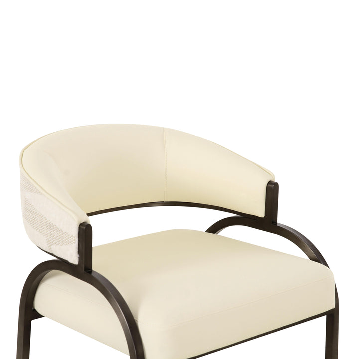 Tatum Cream 2-Tone Performance Vegan Leather and Jacquard Counter Stool