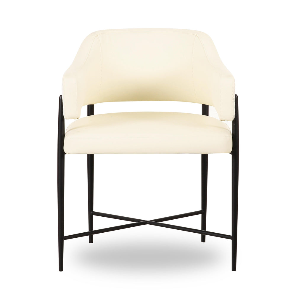 Sezanne Cream 2-Tone Performance Vegan Leather and Jacquard Dining Chair