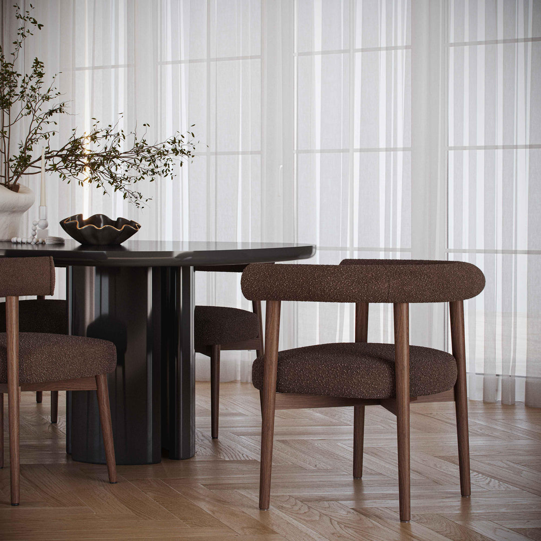 Spara Chocolate Brown Performance Boucle Dining Arm Chair