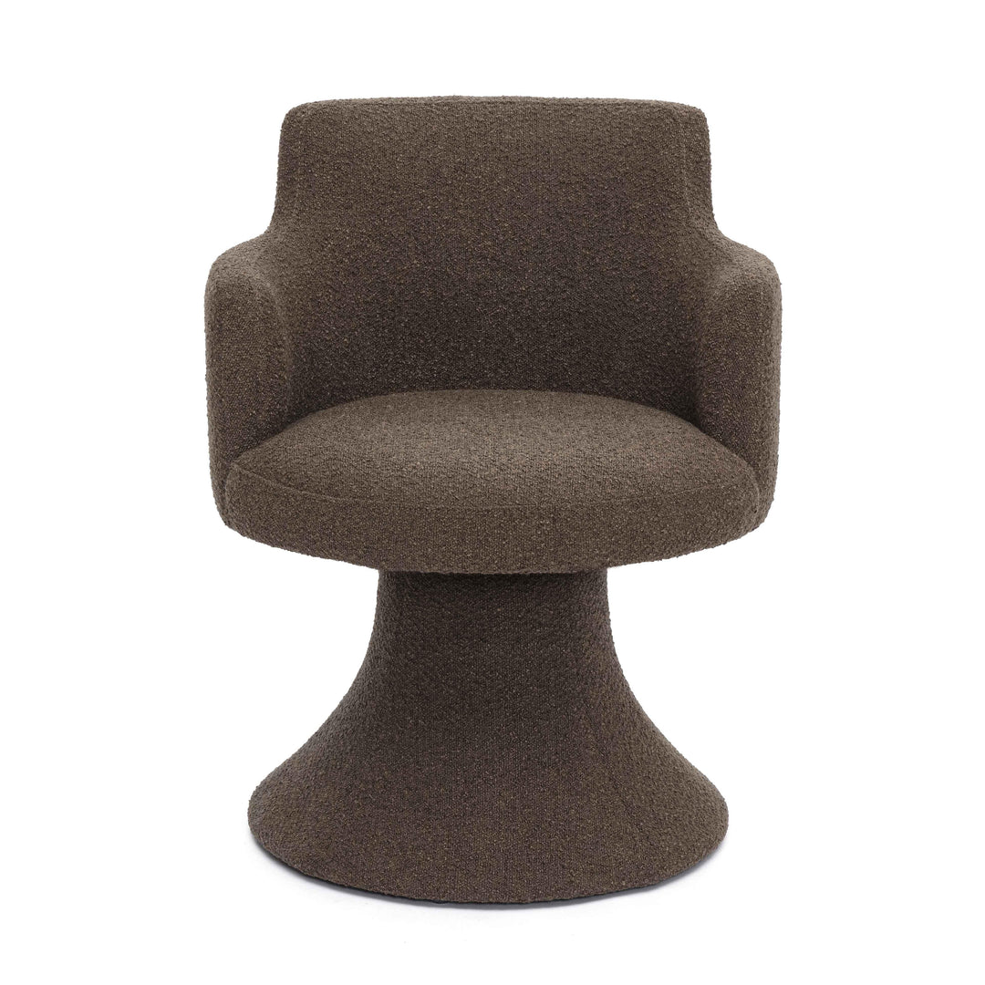 Jeffree Chocolate Brown Performance Boucle Swivel Dining Chair