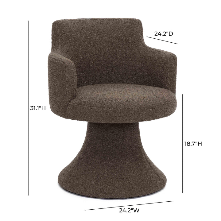 Jeffree Chocolate Brown Performance Boucle Swivel Dining Chair