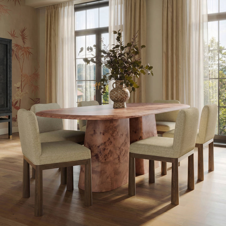Gladyss 87" Honey Burl Oval Dining Table