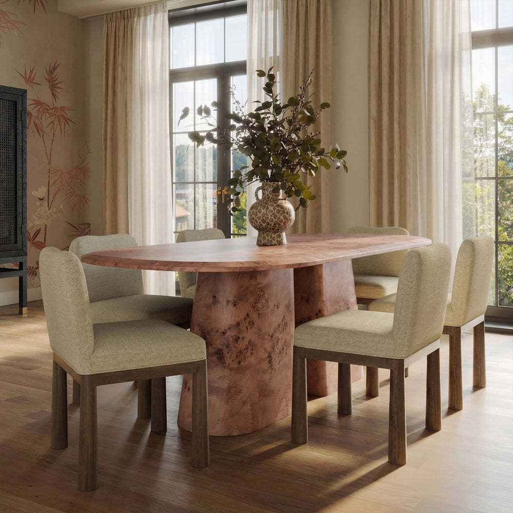 Gladyss 87" Burl Oval Dining Table
