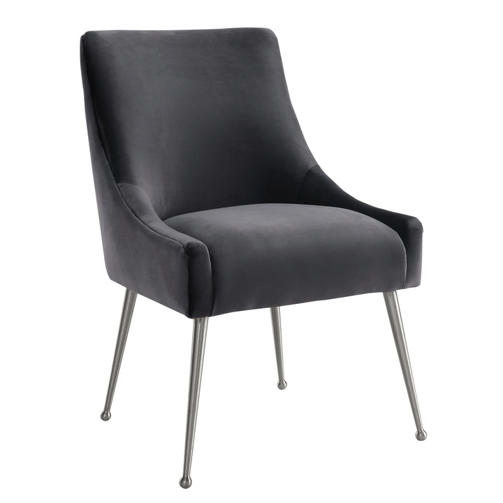 Beatrix Grey Performance Velvet Dining Chair - Silver Legs