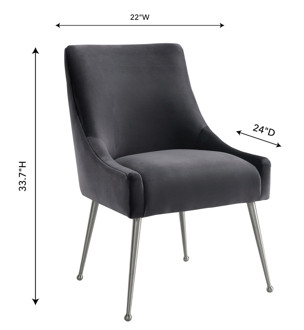 Beatrix Grey Performance Velvet Dining Chair - Silver Legs