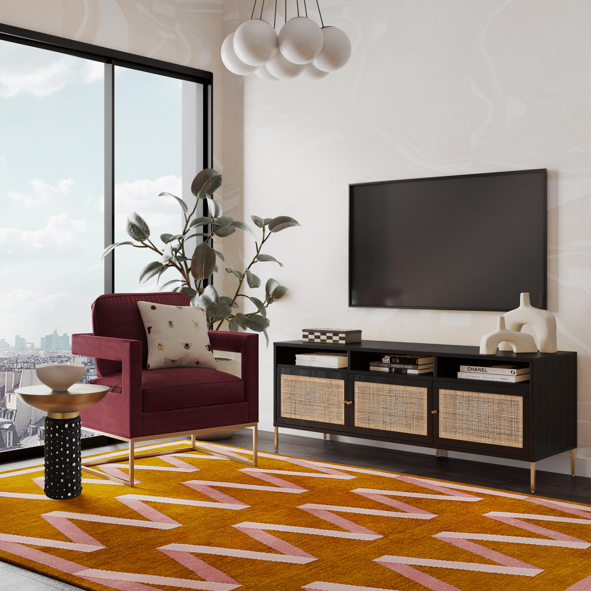 Sierra 65" Cane Media Console - Black
