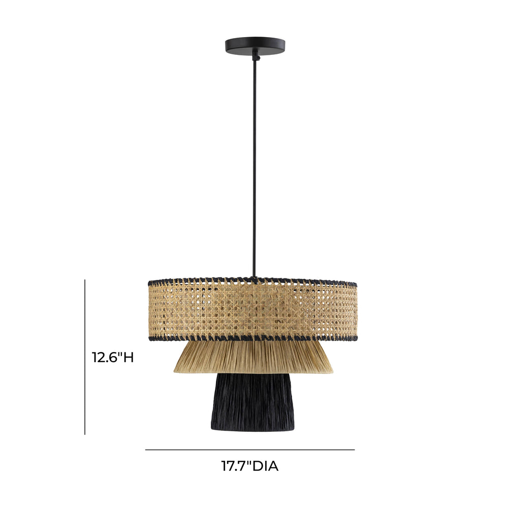 Rylie Natural & Black Raffia Pendant Lamp, view 7