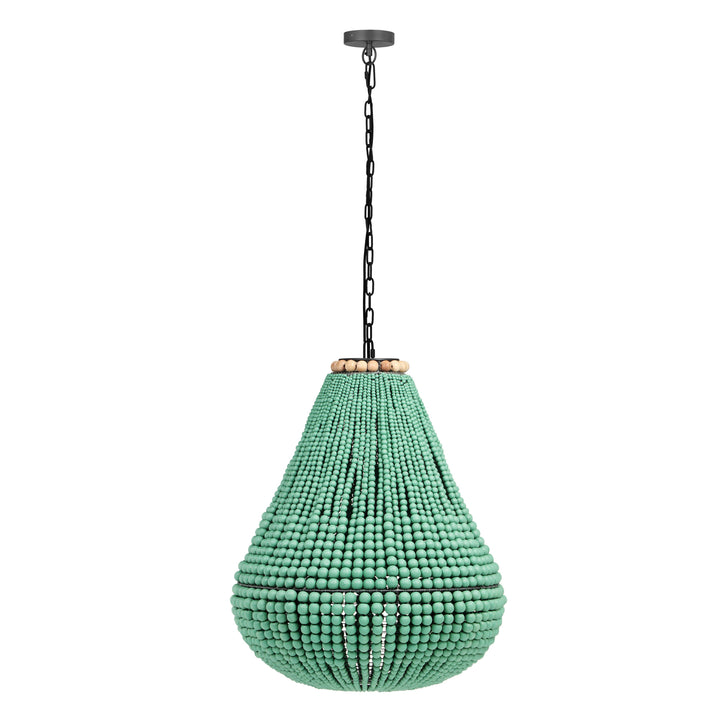 Palani Green Wooden Bead Chandelier