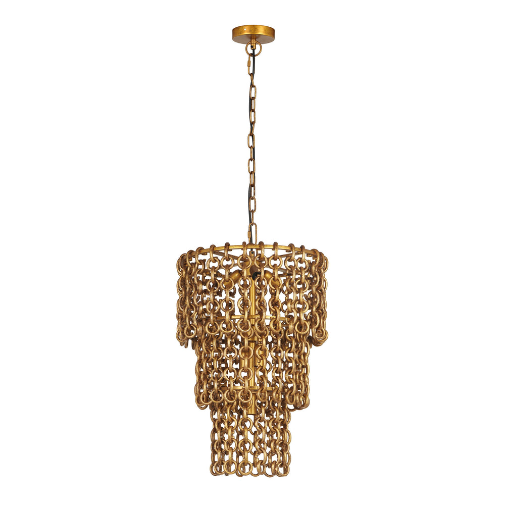 Nirsa Brass Chain Link 3-Tier Chandelier