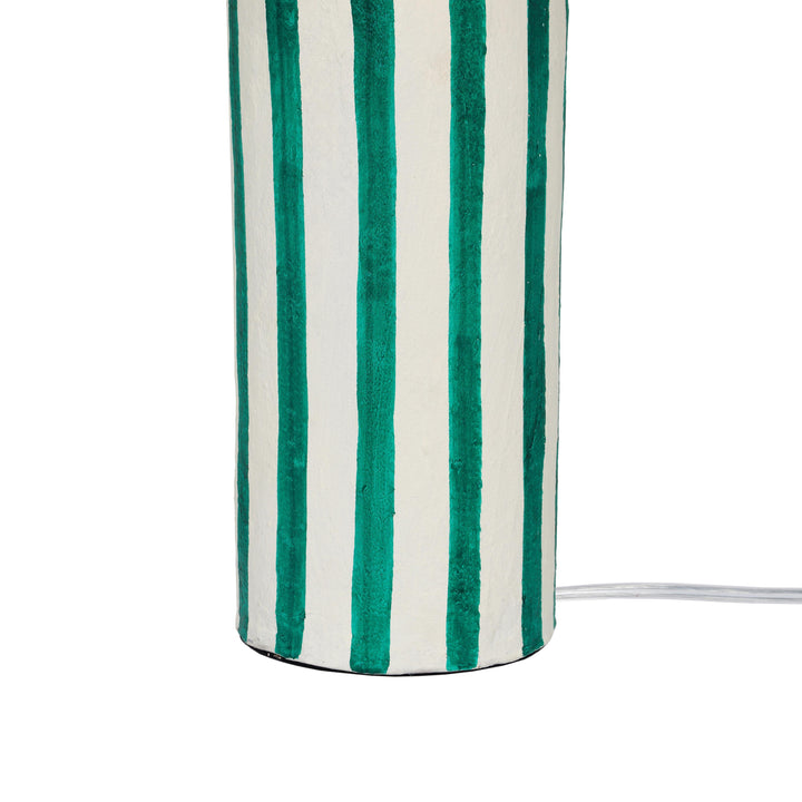 Ravello Green Striped Papier Mache Table Lamp