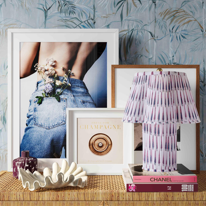 Corrine Purple &amp;amp; White Streaked Cotton Table Lamp