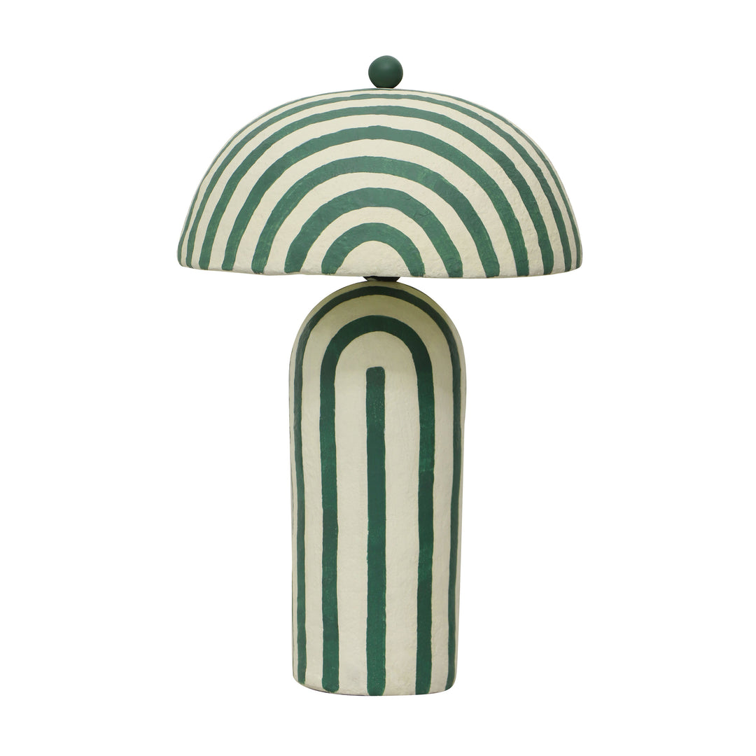 Maiori Green Striped Papier Mache Table Lamp