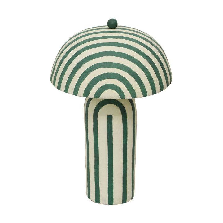 Maiori Green Striped Papier Mache Table Lamp