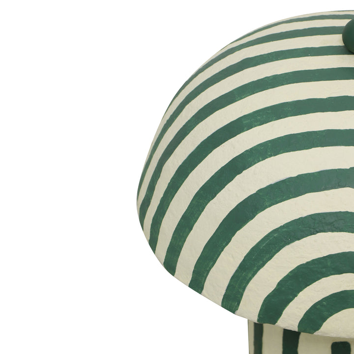 Maiori Green Striped Papier Mache Table Lamp