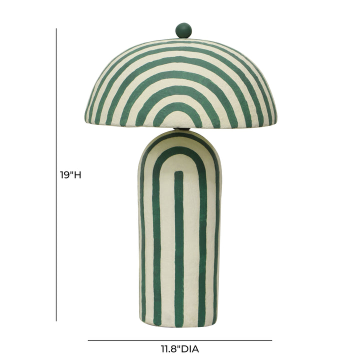 Maiori Green Striped Papier Mache Table Lamp