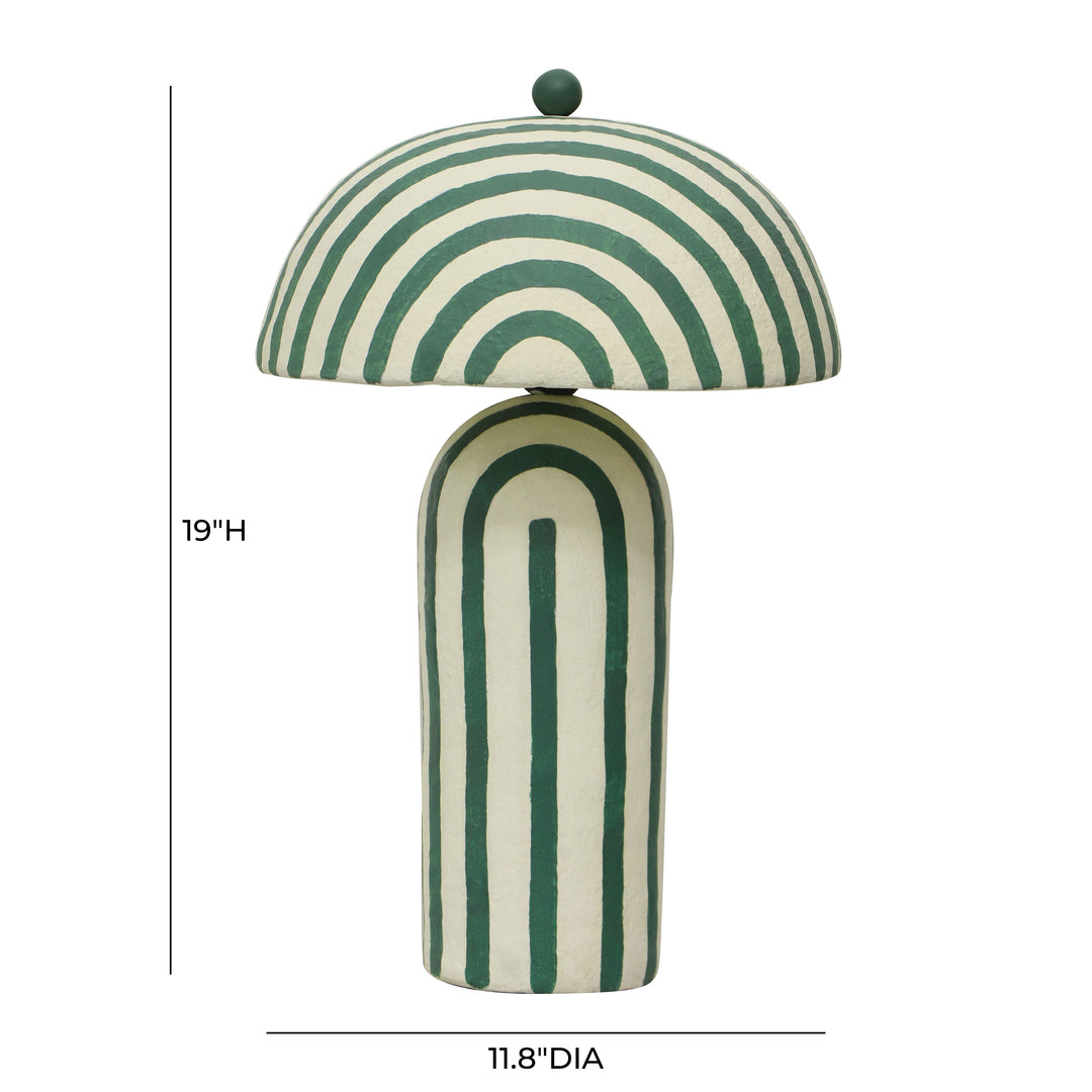 Maiori Green Striped Papier Mache Table Lamp