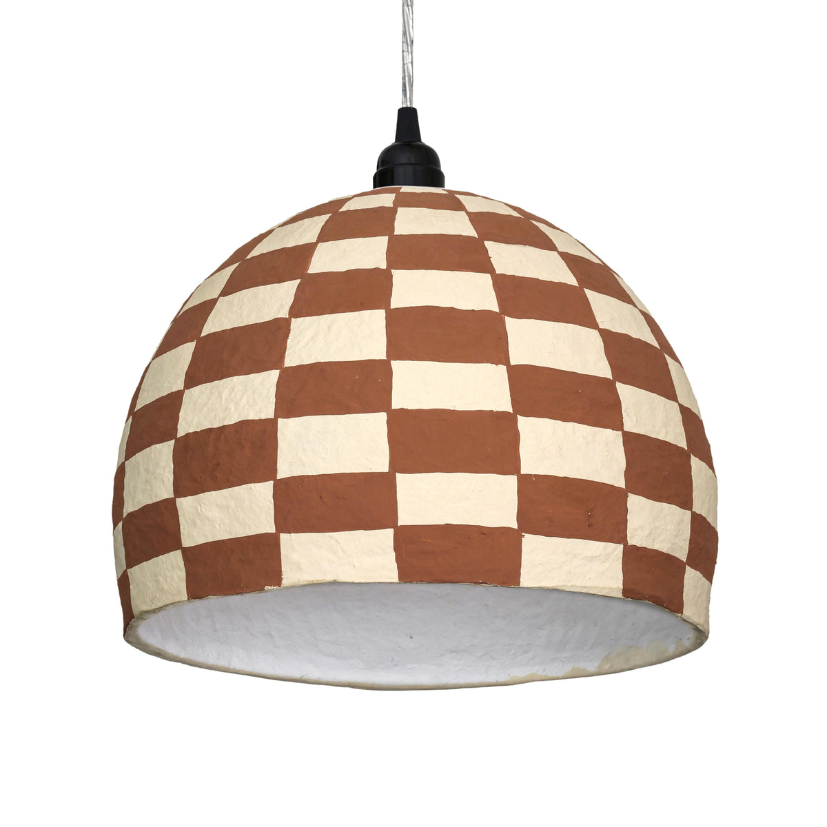 Taurus White and Terracotta Cotton Mache Pendant Lamp