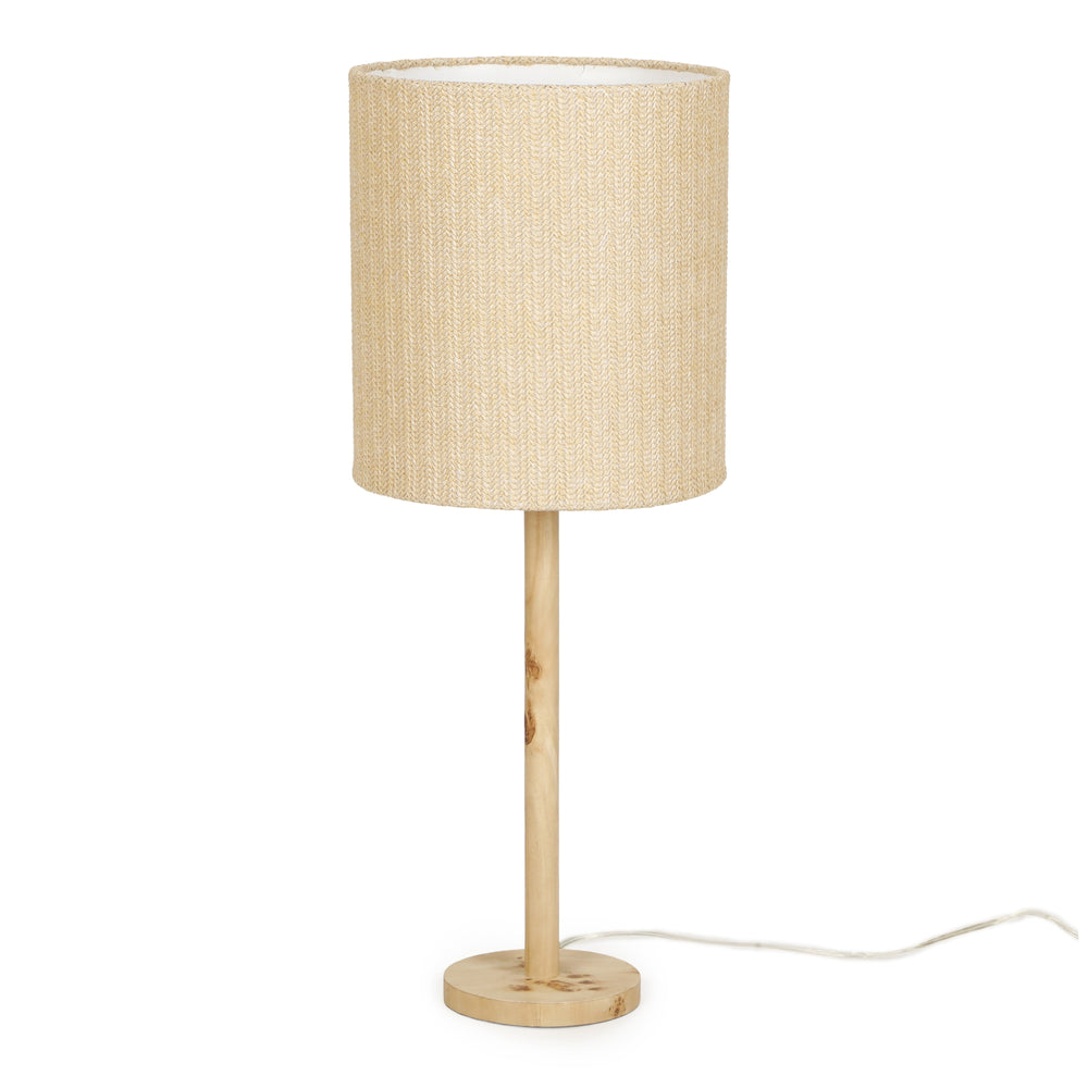 Lamia Natural Burl and Raffia Contract-Grade Table Lamp