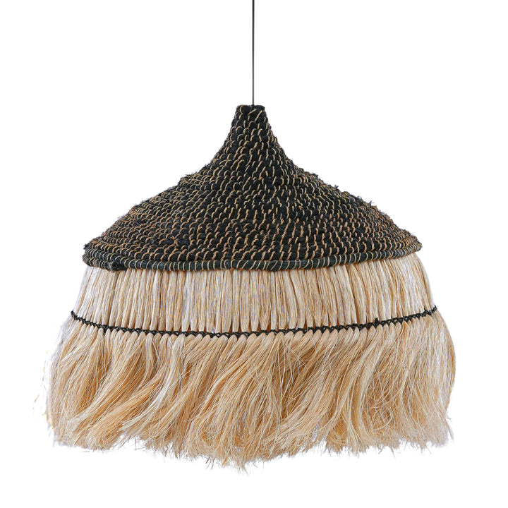 TOV Furniture Sula Natural and Black Upcycled Abaca Pendant Lamp