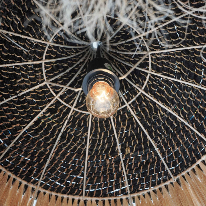 Sula Natural and Black Upcycled Abaca Pendant Lamp