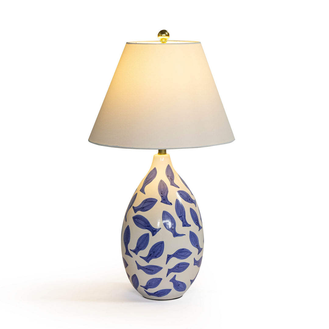 Sardine White &amp; Blue Ceramic Table Lamp