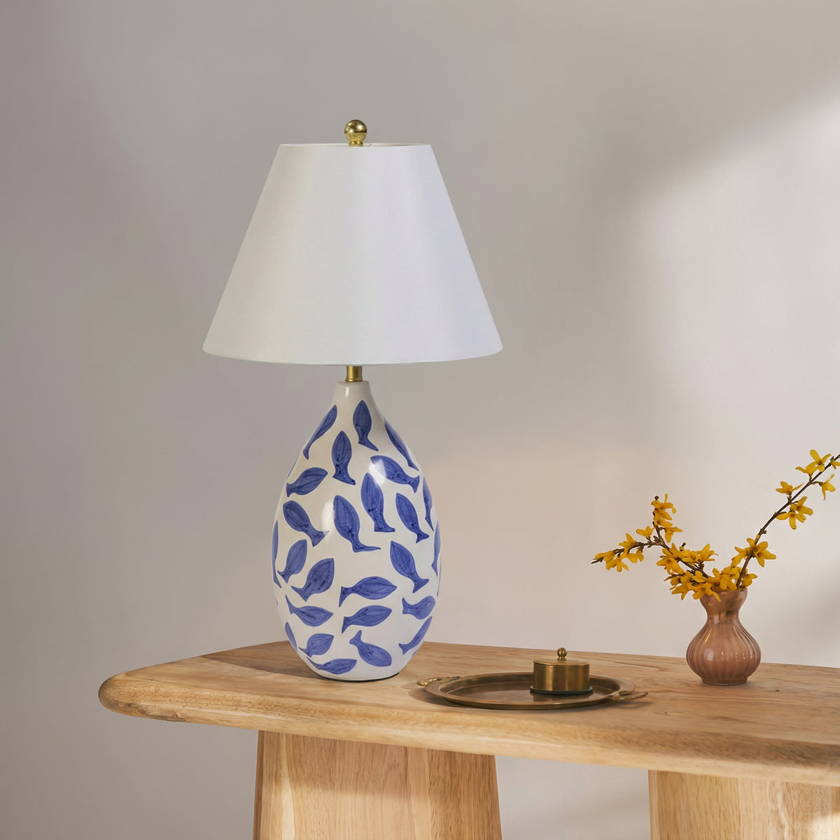 Sardine White & Blue Ceramic Table Lamp, view 2