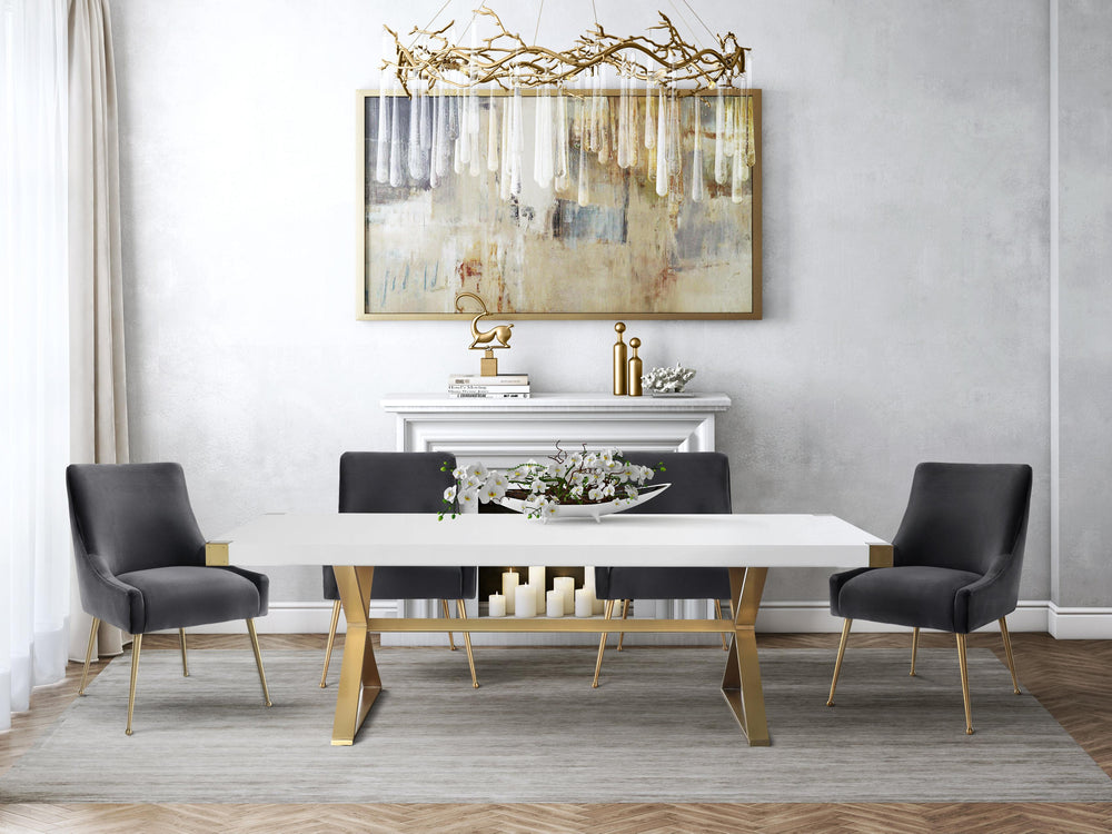 Adeline 95" White Lacquer Rectangular Dining Table