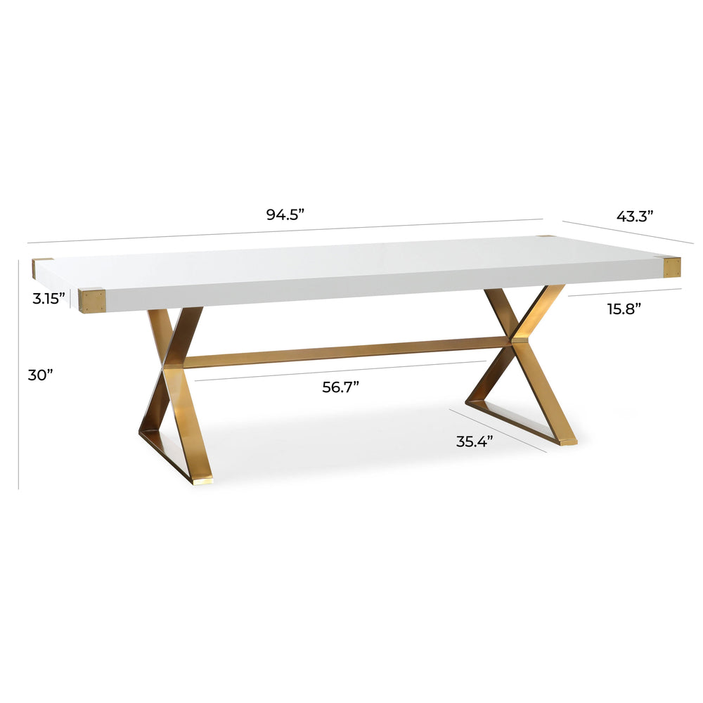 Adeline 95" White Lacquer Rectangular Dining Table