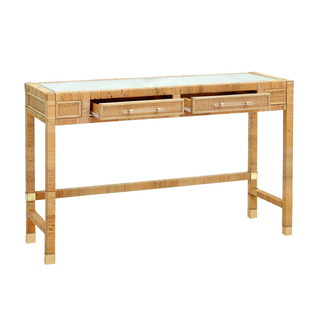 Amara 47" Natural Woven Rattan Desk