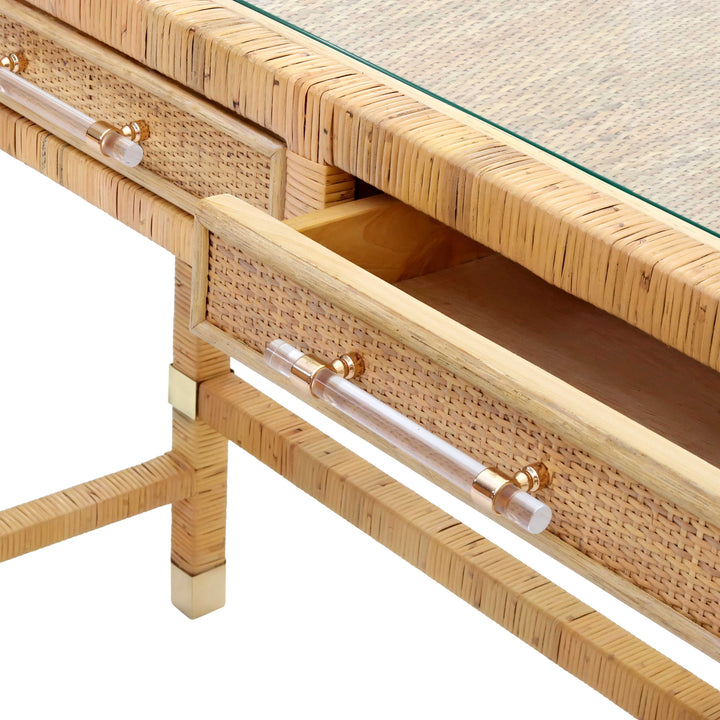Amara 47" Natural Woven Rattan Desk