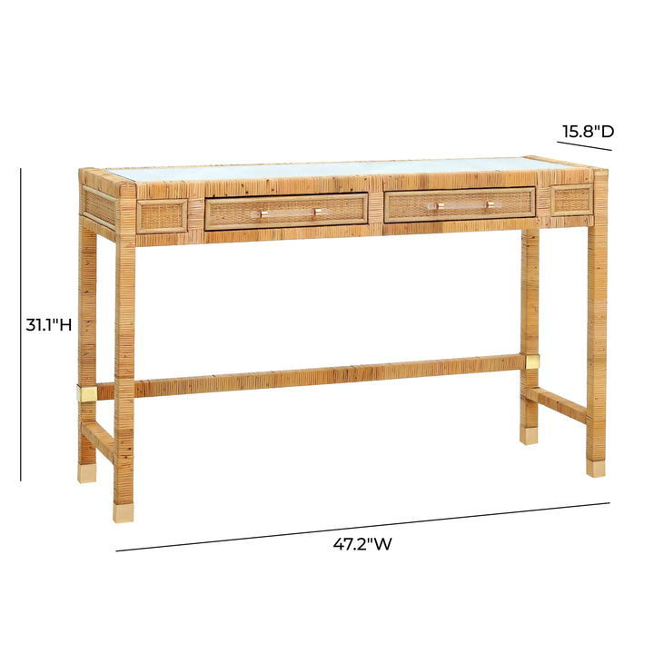 Amara 47" Natural Woven Rattan Desk