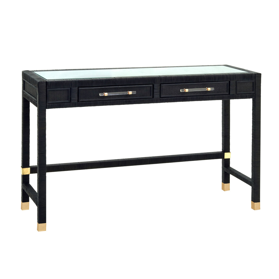 Amara 47" Charcoal Woven Rattan Desk