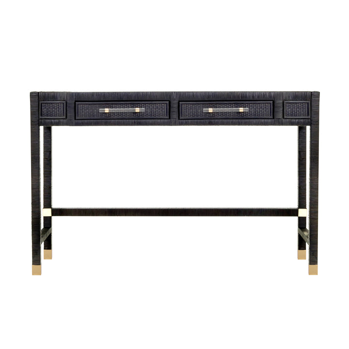 Amara 47" Charcoal Woven Rattan Desk