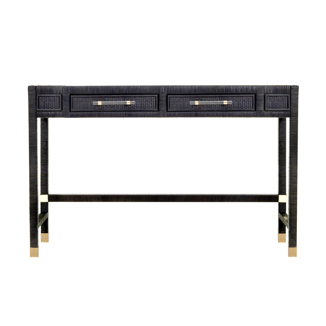 Amara 47" Charcoal Woven Rattan Desk