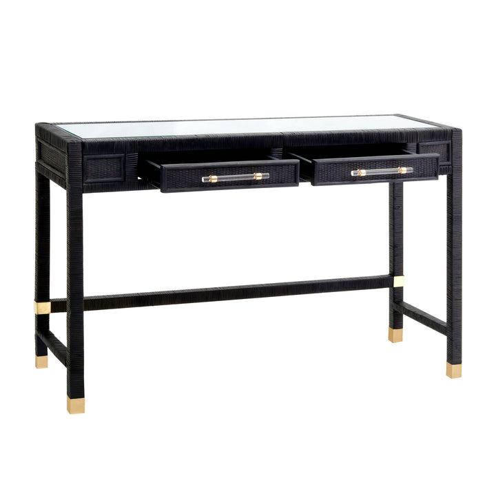 Amara 47" Charcoal Woven Rattan Desk