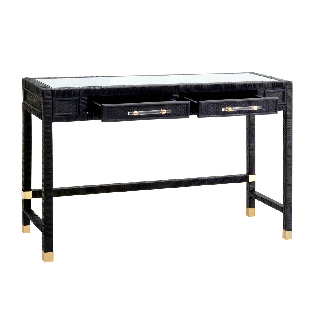 Amara 47" Charcoal Woven Rattan Desk
