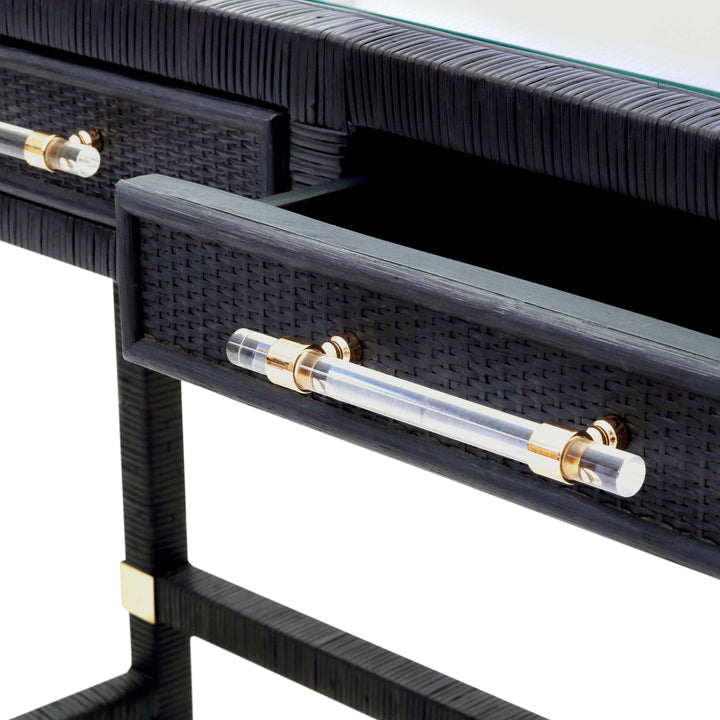 Amara 47" Charcoal Woven Rattan Desk